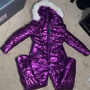 Purple hooded aurgelmir ski jumpsuit
